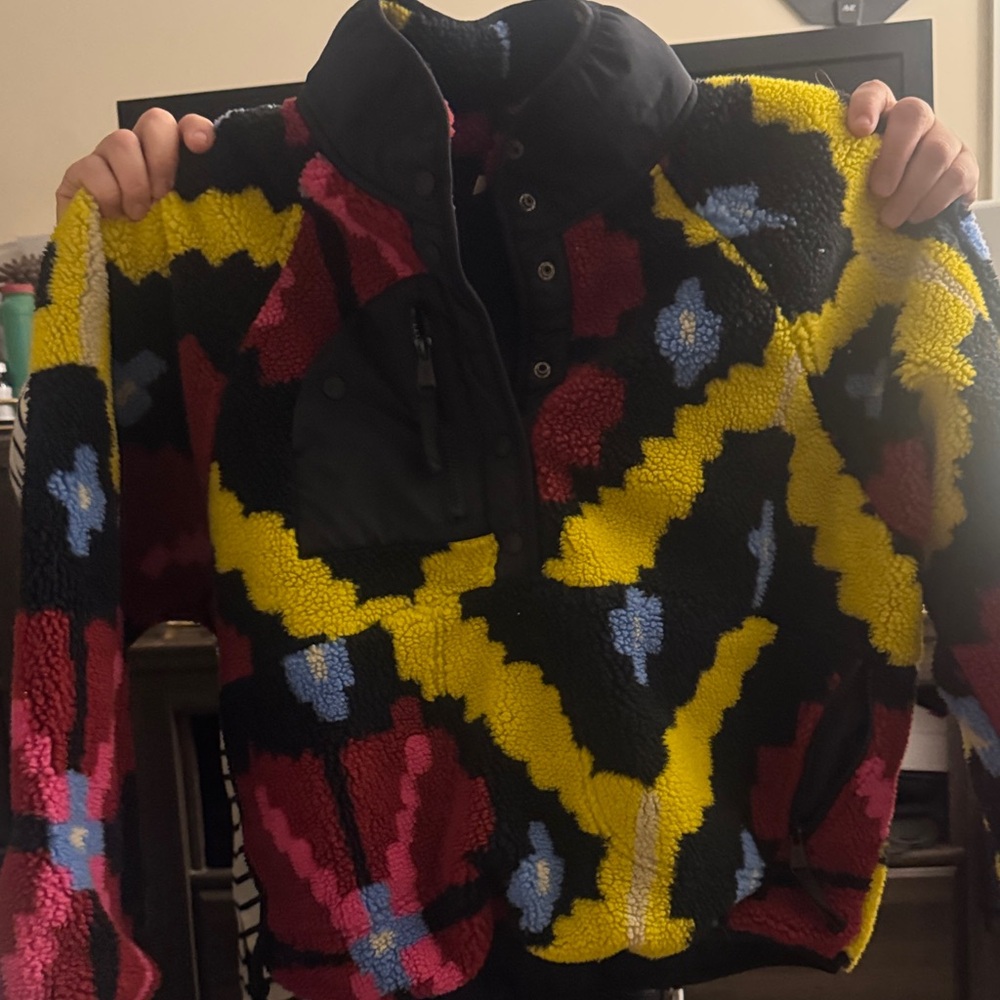 Free people movement Sherpa worn once multi colored geometric pattern